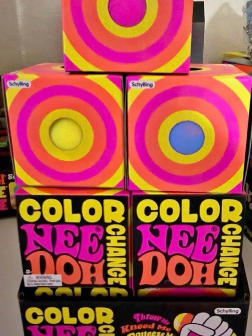 Schylling Color Nee Doh Change Toy - Bright Pink & Yellow box of 12